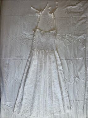 Wilfred White Smocked Maxi Dress with Tie Straps